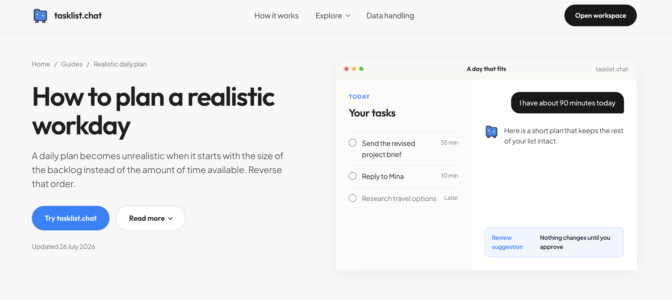 Plan a Realistic Day guide preview